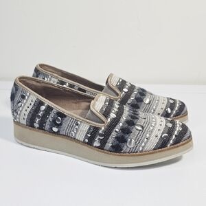 Donald J. Pliner Gray & Black Textil Betina Leather Lined Loafers Women Size 7M